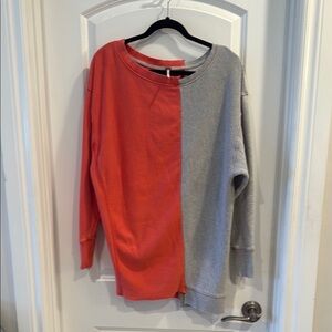 Free People Coral and Heather Gray Sweatshirt
